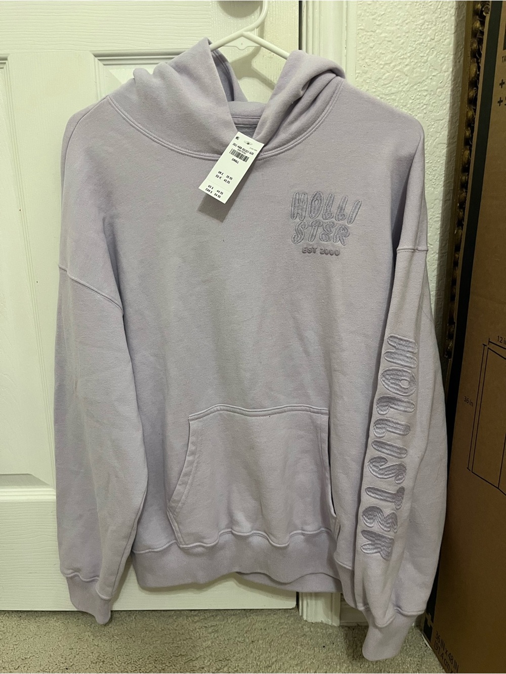 Hollister Lavender Pullover Hoodie with Sleeve Script